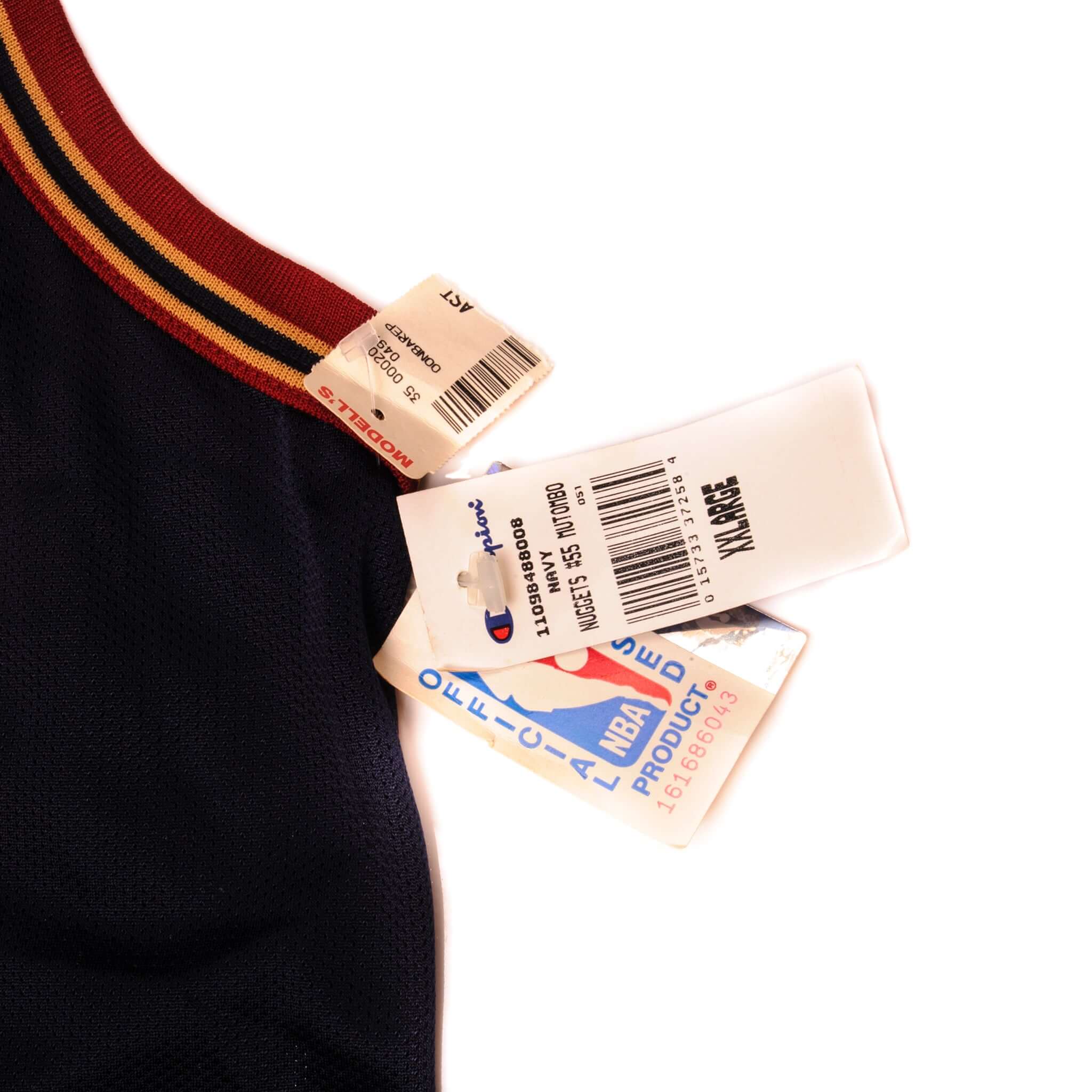 Vintage Champion Nba Nuggets 55 Mutombo 90S Size XXlarge Made In USA. Dead Stock With Tags.