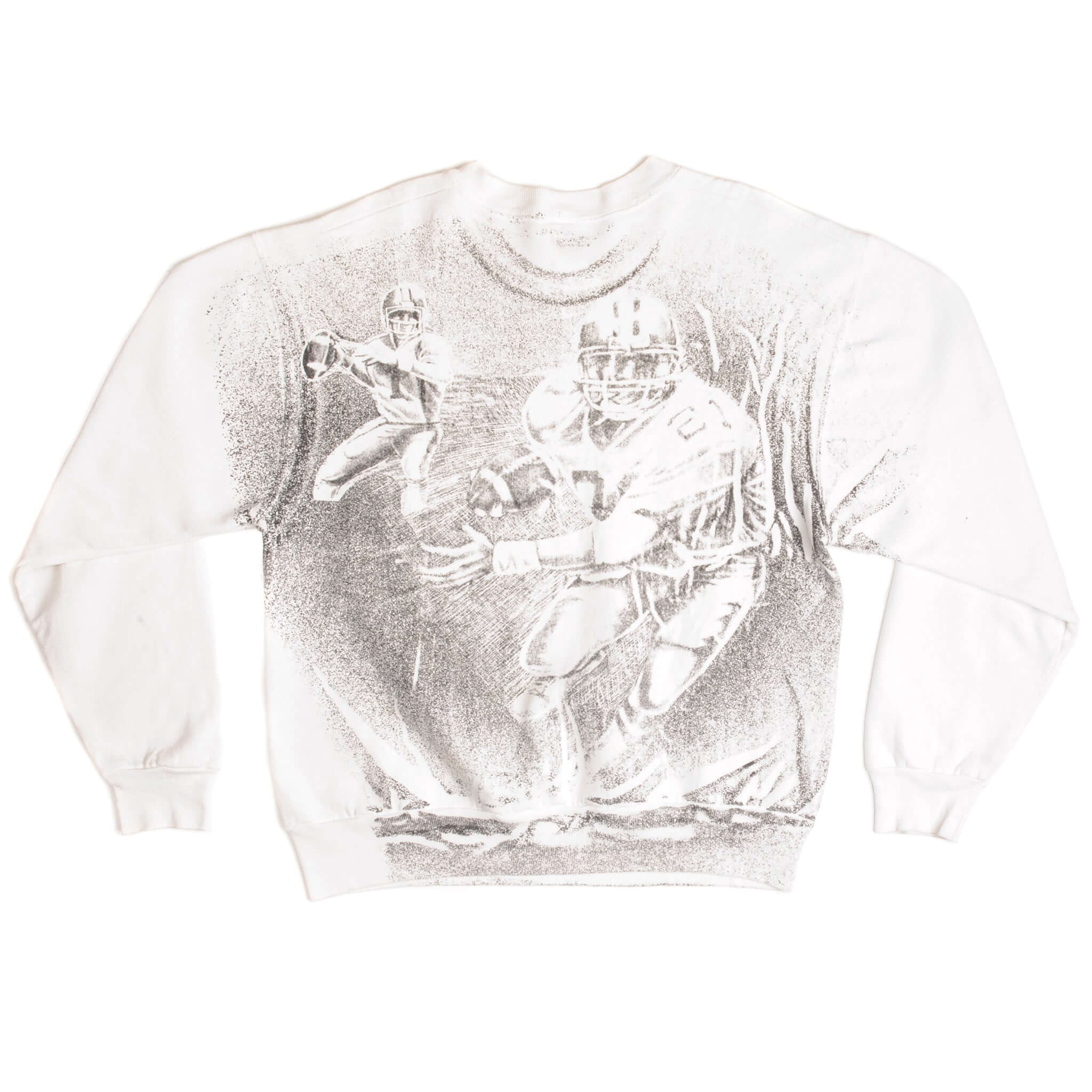 Vintage All Over Print Pennsylvania State University Football Team Sweatshirt 90s Size Large Made in USA.