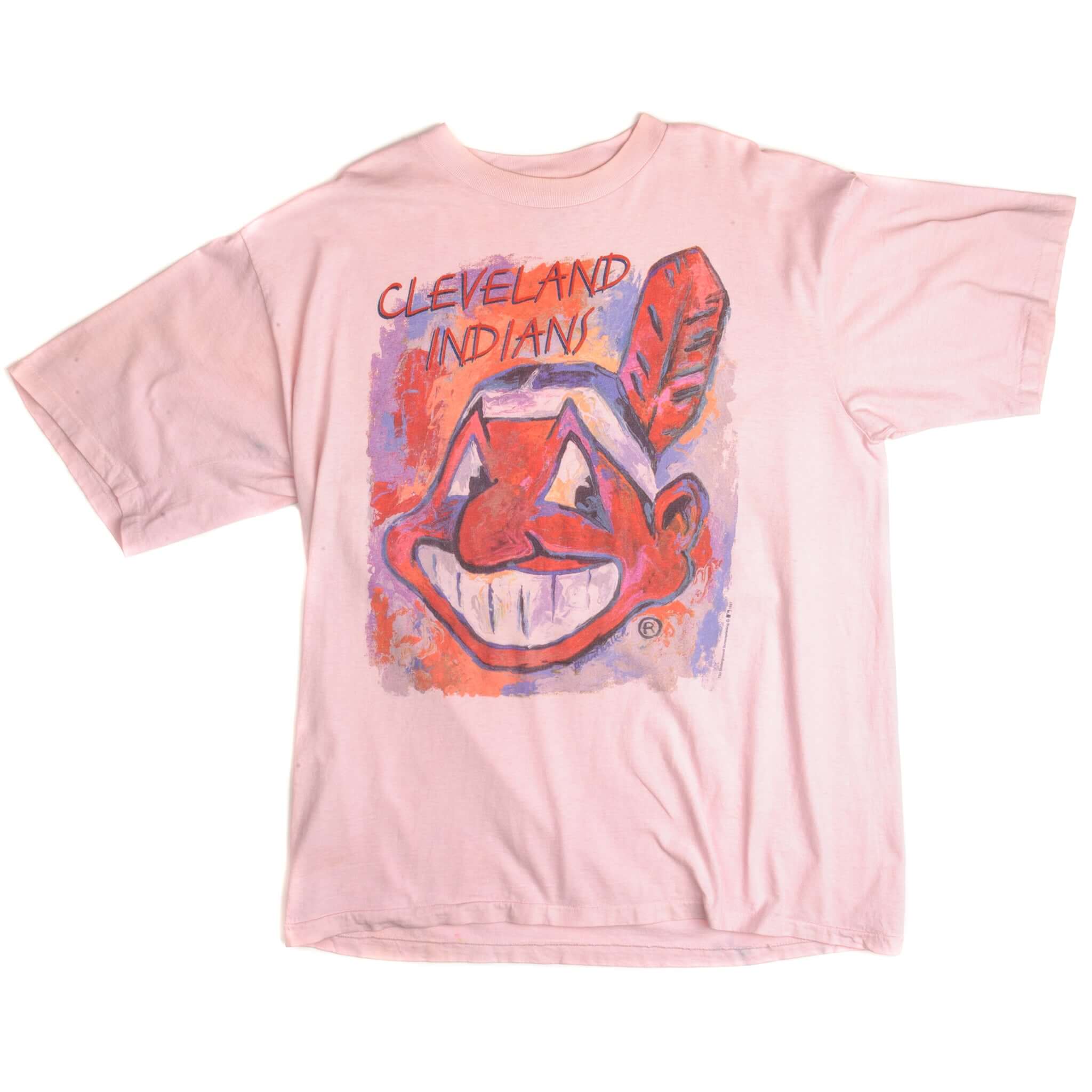 Vintage MLB Cleveland Indians Underground Activewear Tee Shirt 1997 Size X-Large Made In USA With Single Stitch Sleeves.