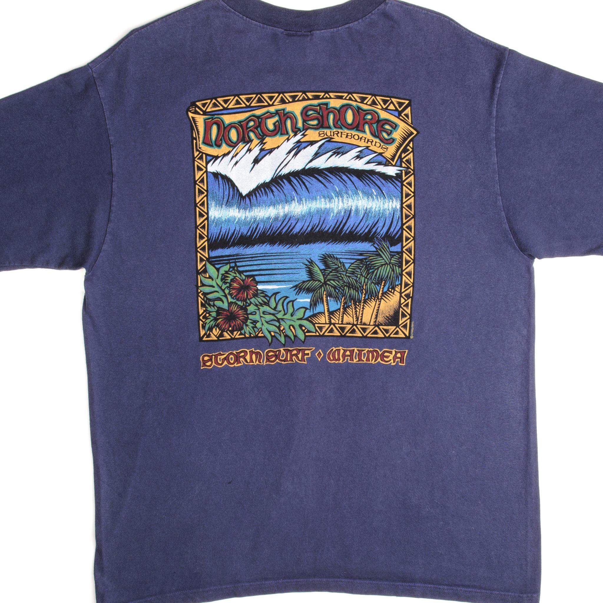 VINTAGE CRAZY SHIRT NORTH SHORE SURFBOARDS TEE SHIRT 1990s SIZE XL MADE IN USA