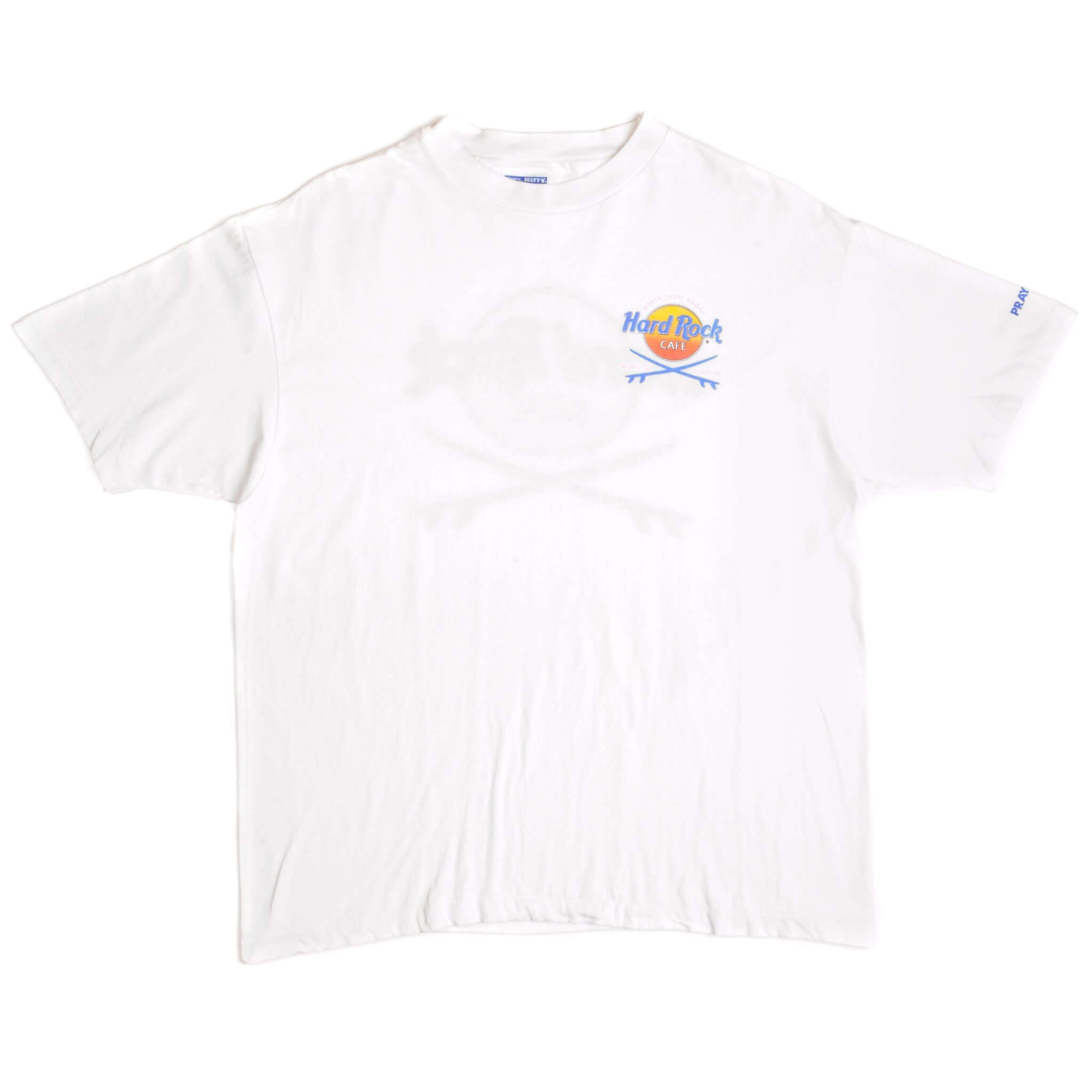 Vintage Hard Rock Cafe North Shore Hawaii World Cup Of Surfing Hanes Beefy-T Tee Shirt 1990s Size Large Made In USA With Single Stitch Sleeves.