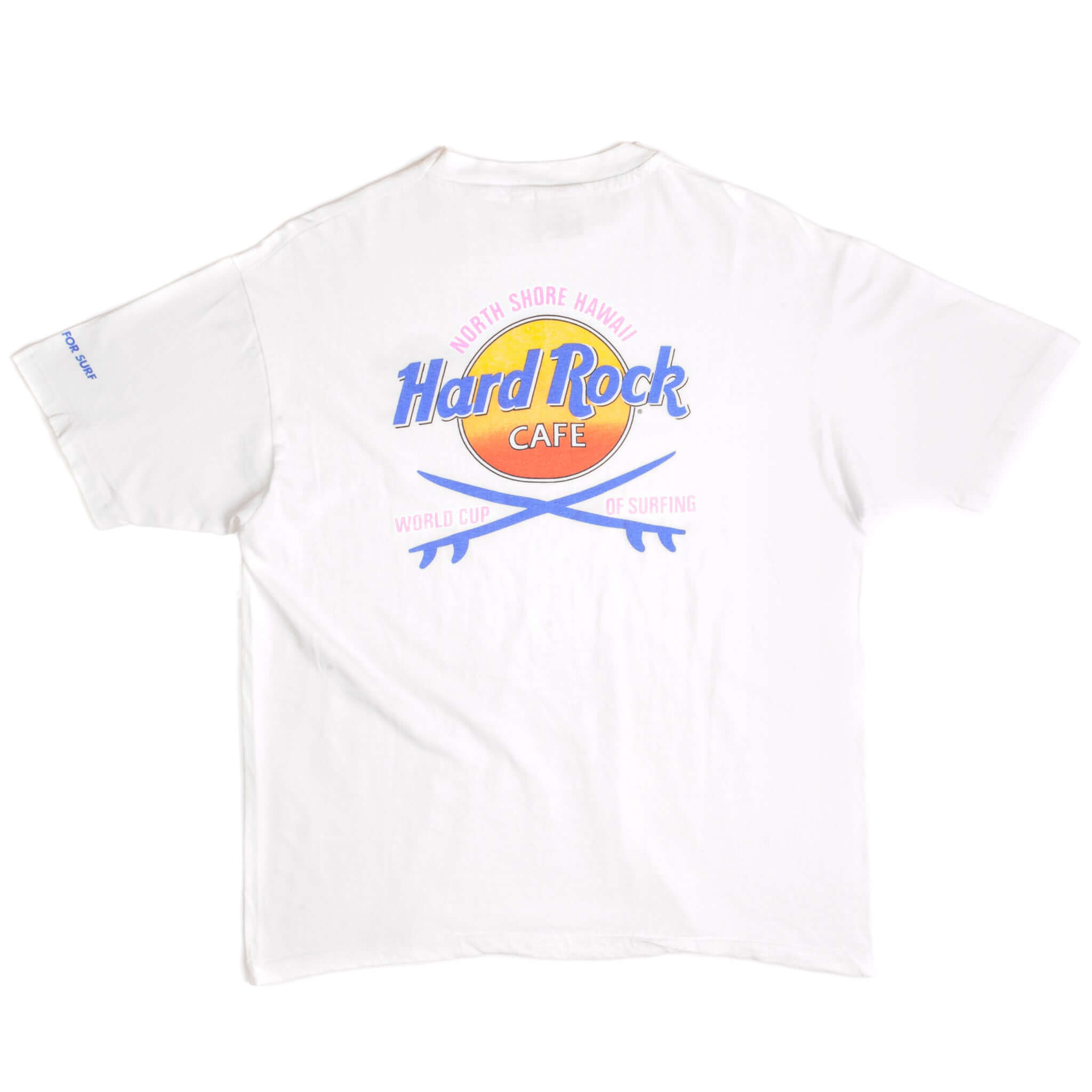 Vintage Hard Rock Cafe North Shore Hawaii World Cup Of Surfing Hanes Beefy-T Tee Shirt 1990s Size Large Made In USA With Single Stitch Sleeves.