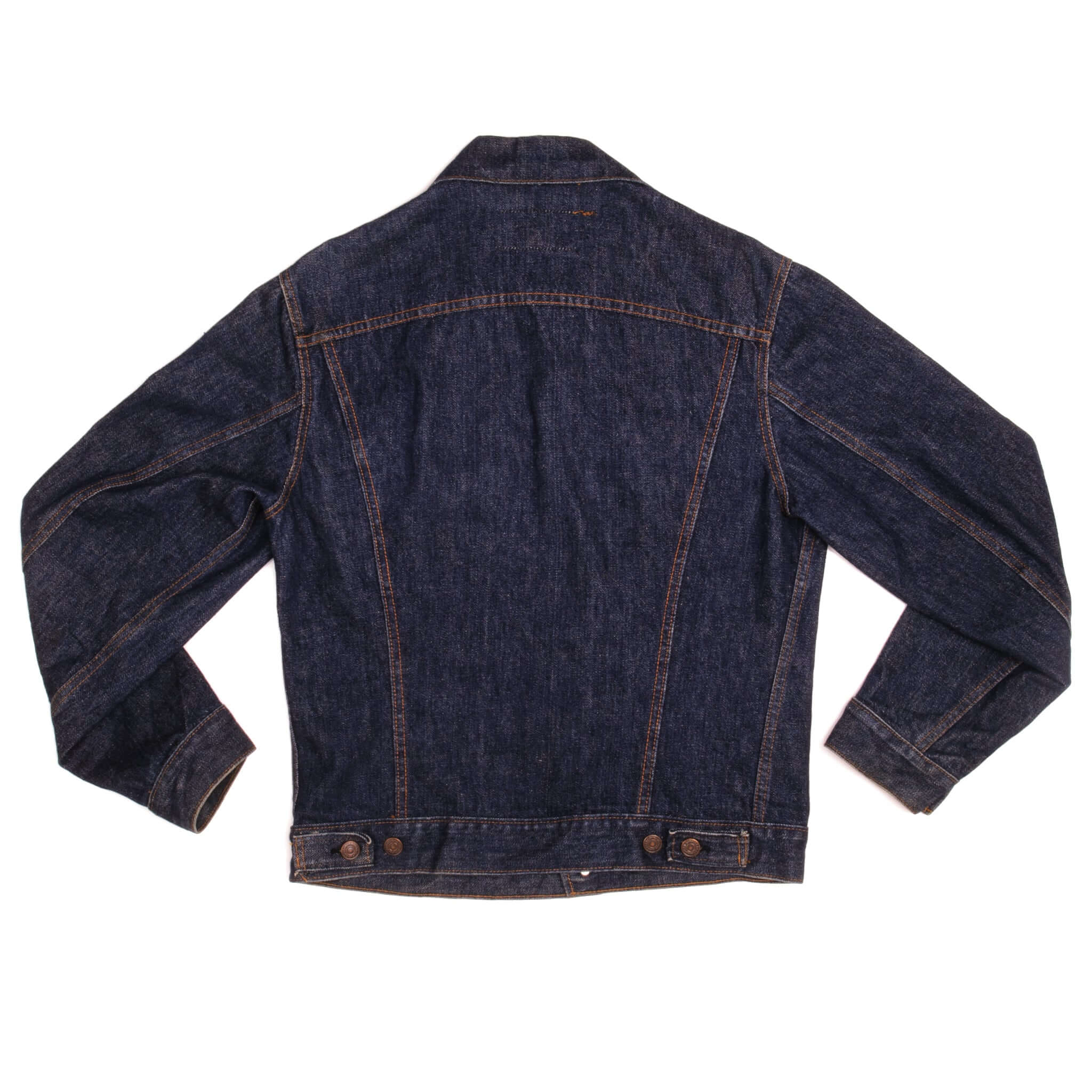 Beautiful Indigo Levis Denim Jacket 1971-Mid 1980s Made in USA with a beautiful dark blue wash. Size 38 Back Button #526