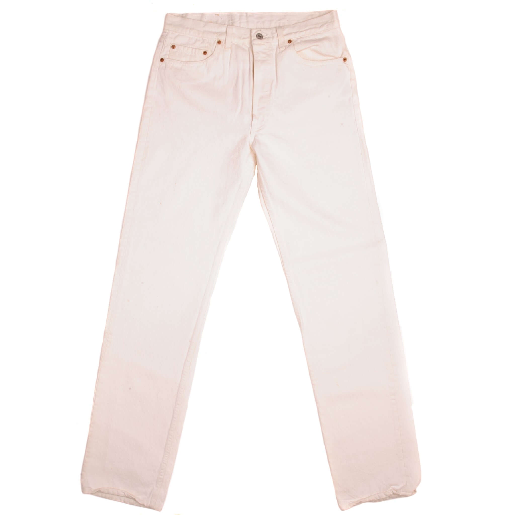 Beautiful White Levis 501 Jeans 1988-1993 Made in USA. Size 33x35 Back Button #520