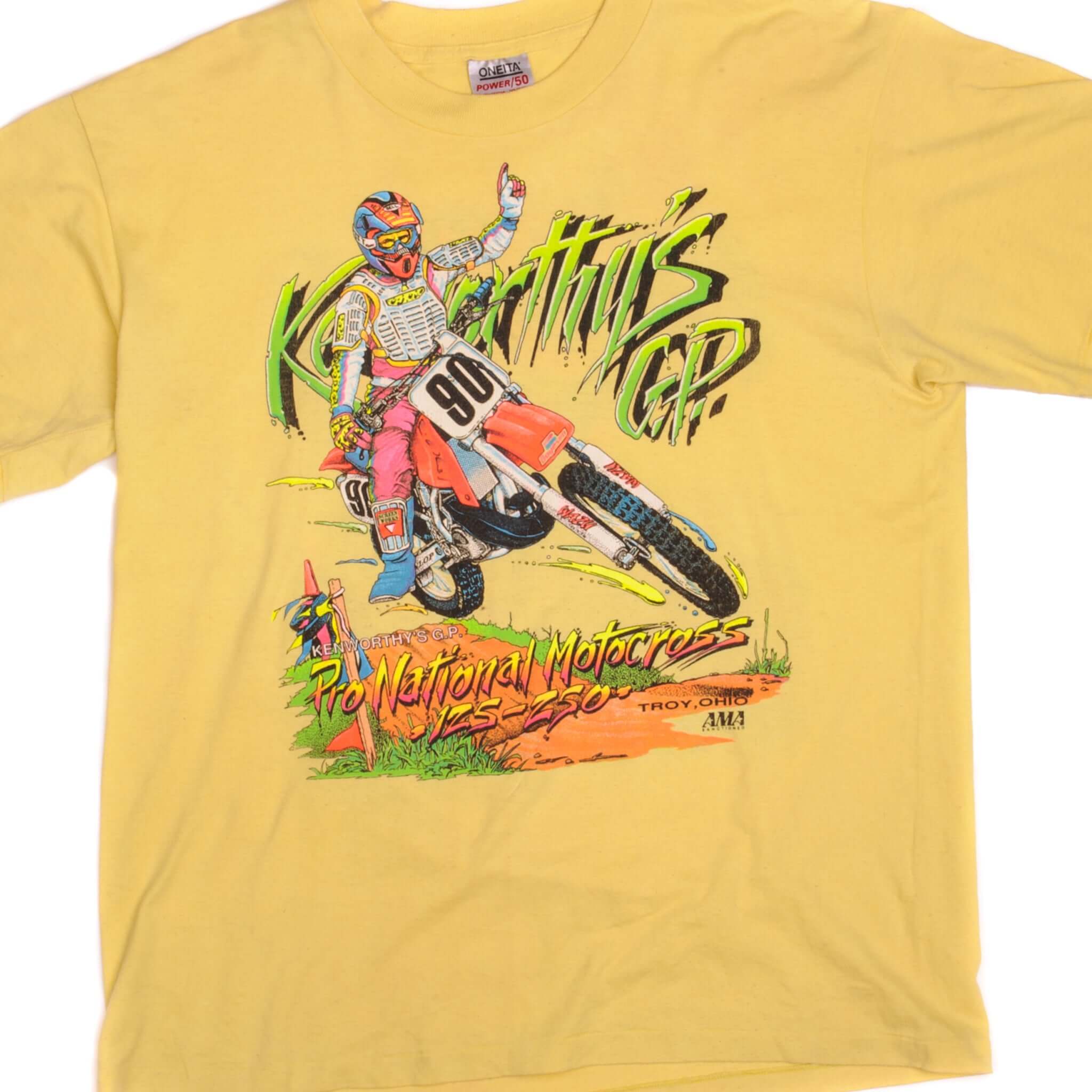 VINTAGE MOTOCROSS AMA TEE SHIRT KENWORTHY'S GPEarly 1990s SIZE LARGE MADE IN USA