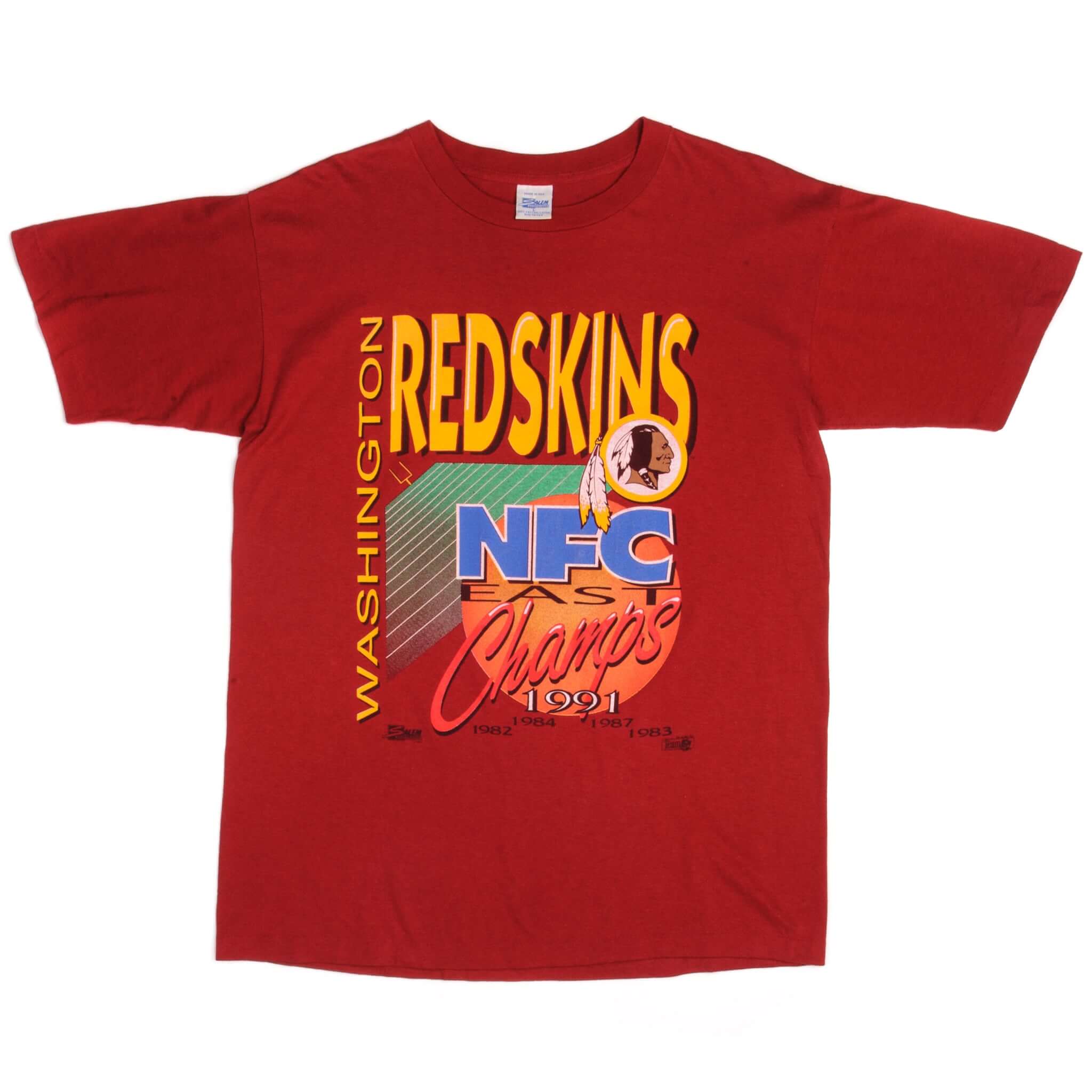 Vintage NFC East Washington Redskins Salem Sportswear Tee Shirt 1991 Size Large Made In USAWith Single Stitch Sleeves.