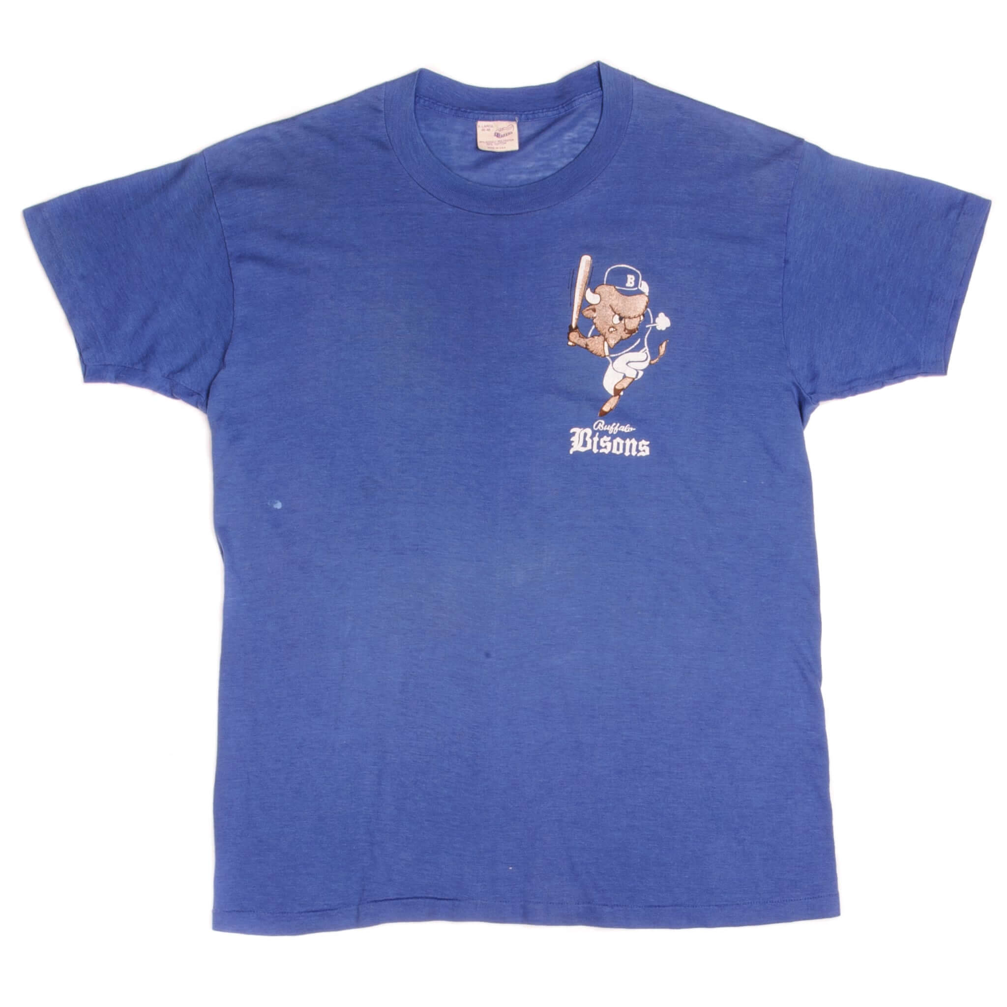 Vintage Minor League Baseball Buffalo Bisons Sneakers Tee Shirt Size Large Made In USA With Single Stitch Sleeves.