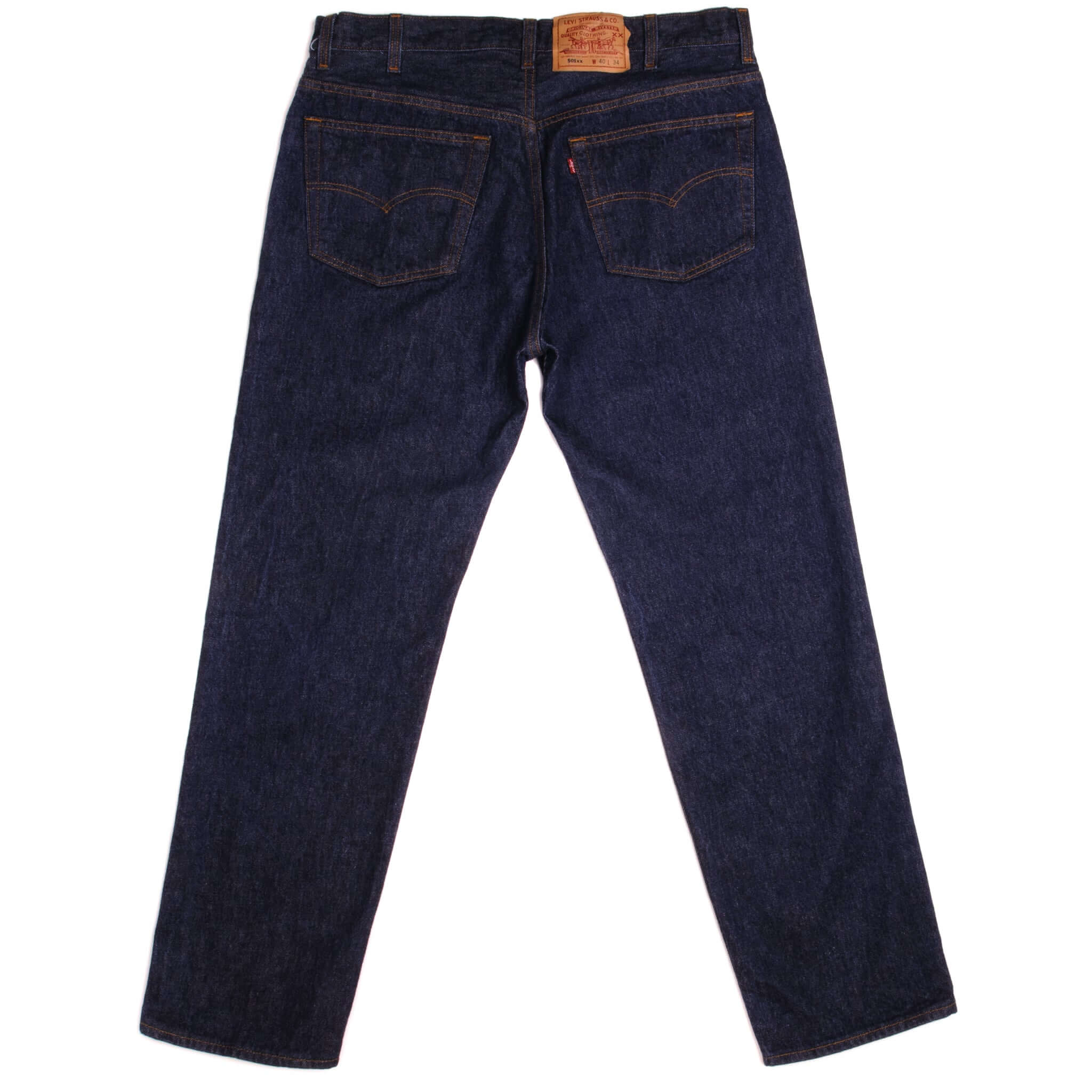 Beautiful Indigo Levis 501 Jeans 1990s Made in USA with a very dark wash. Size on Tag 40X34 ACTUAL SIZE 38X31 Back Button #u53