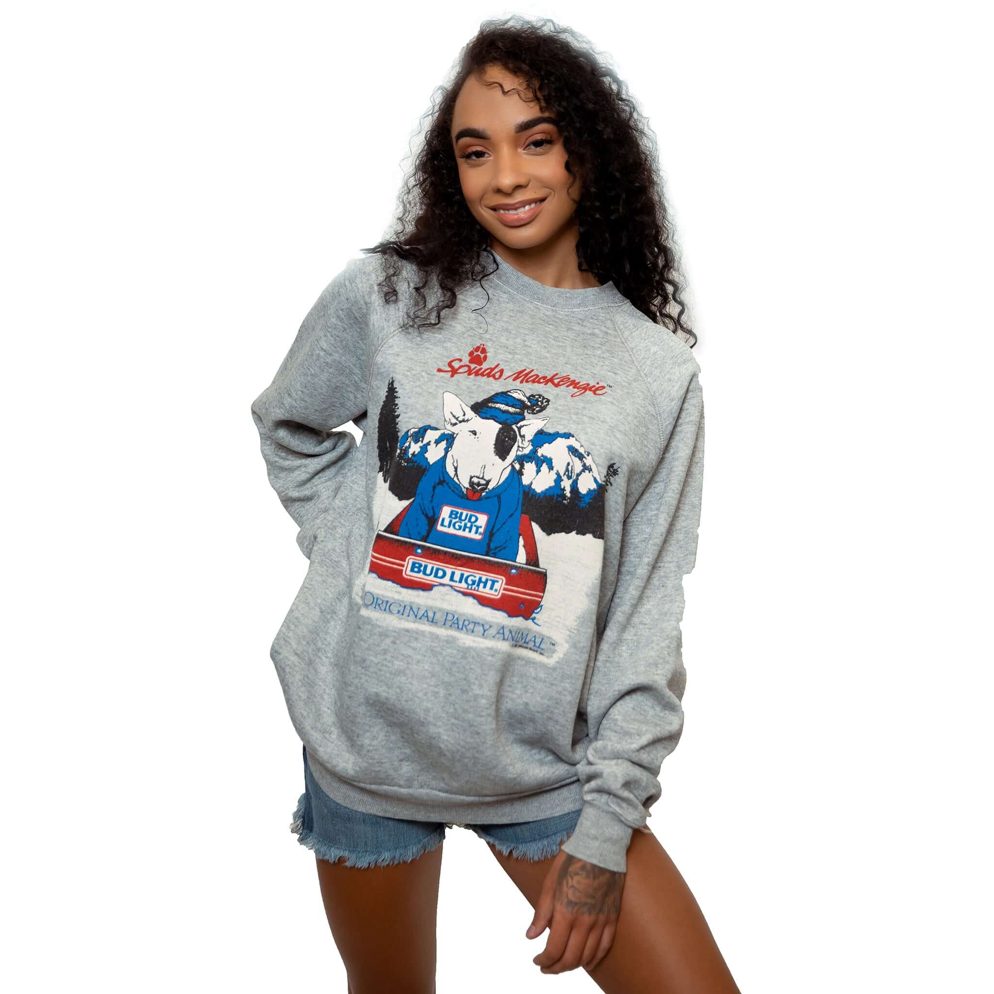 VINTAGE BUD LIGHT SPUDS MACKENZIE SWEATSHIRT 1987 SIZE XL MADE IN USA