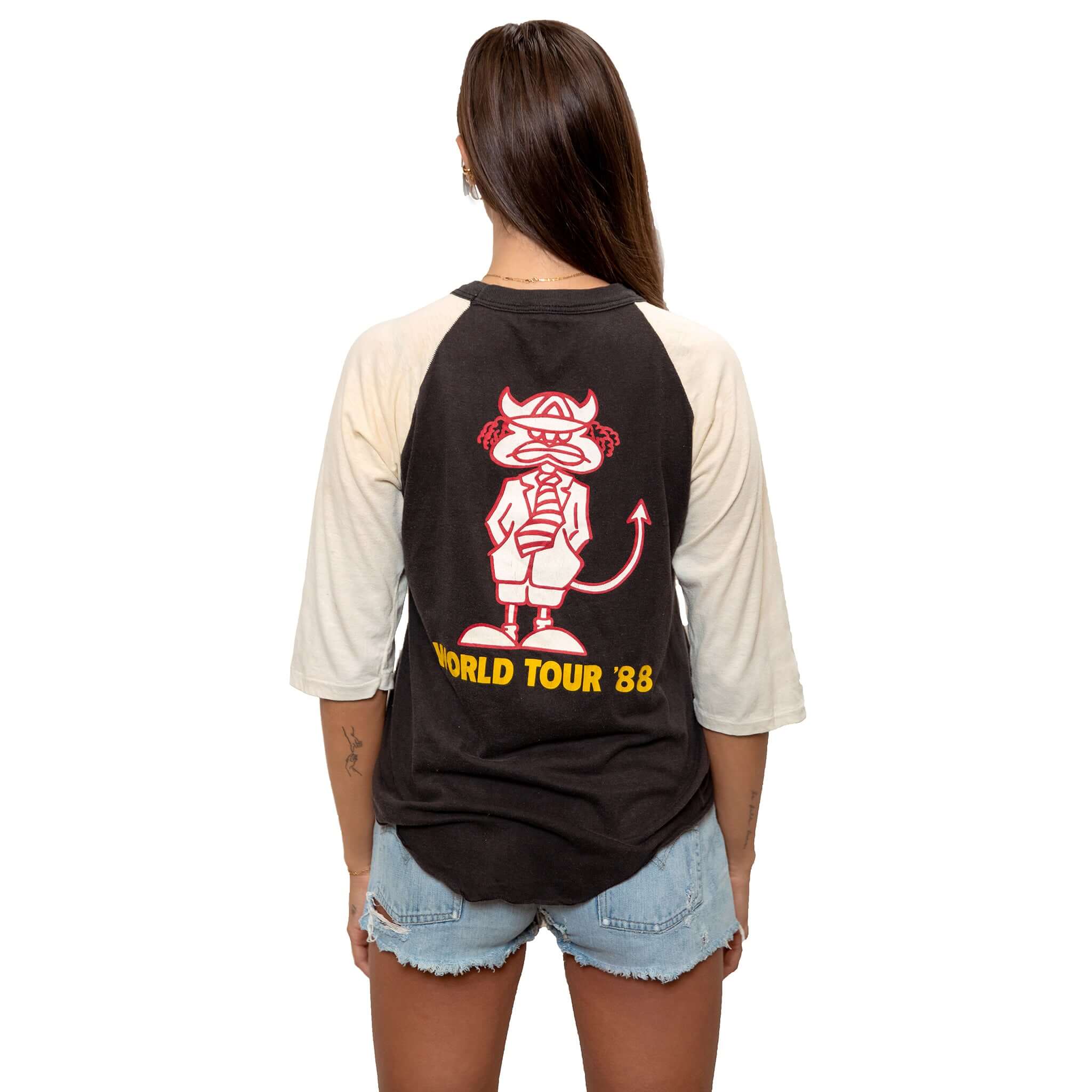 VINTAGE ACDC RAGLAN TEE SHIRT 1988 SIZE MEDIUM MADE IN USA