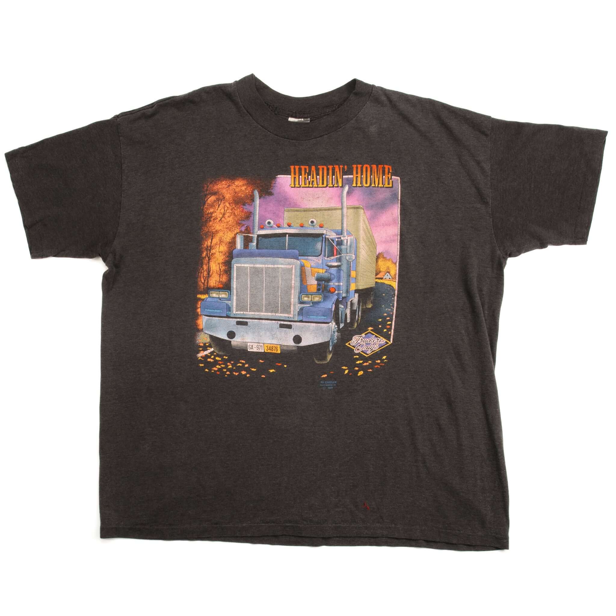 VINTAGE TRUCKERS ONLY TEE SHIRT BY 3D EMBLEM 1991 SIZE 2XL MADE IN USA