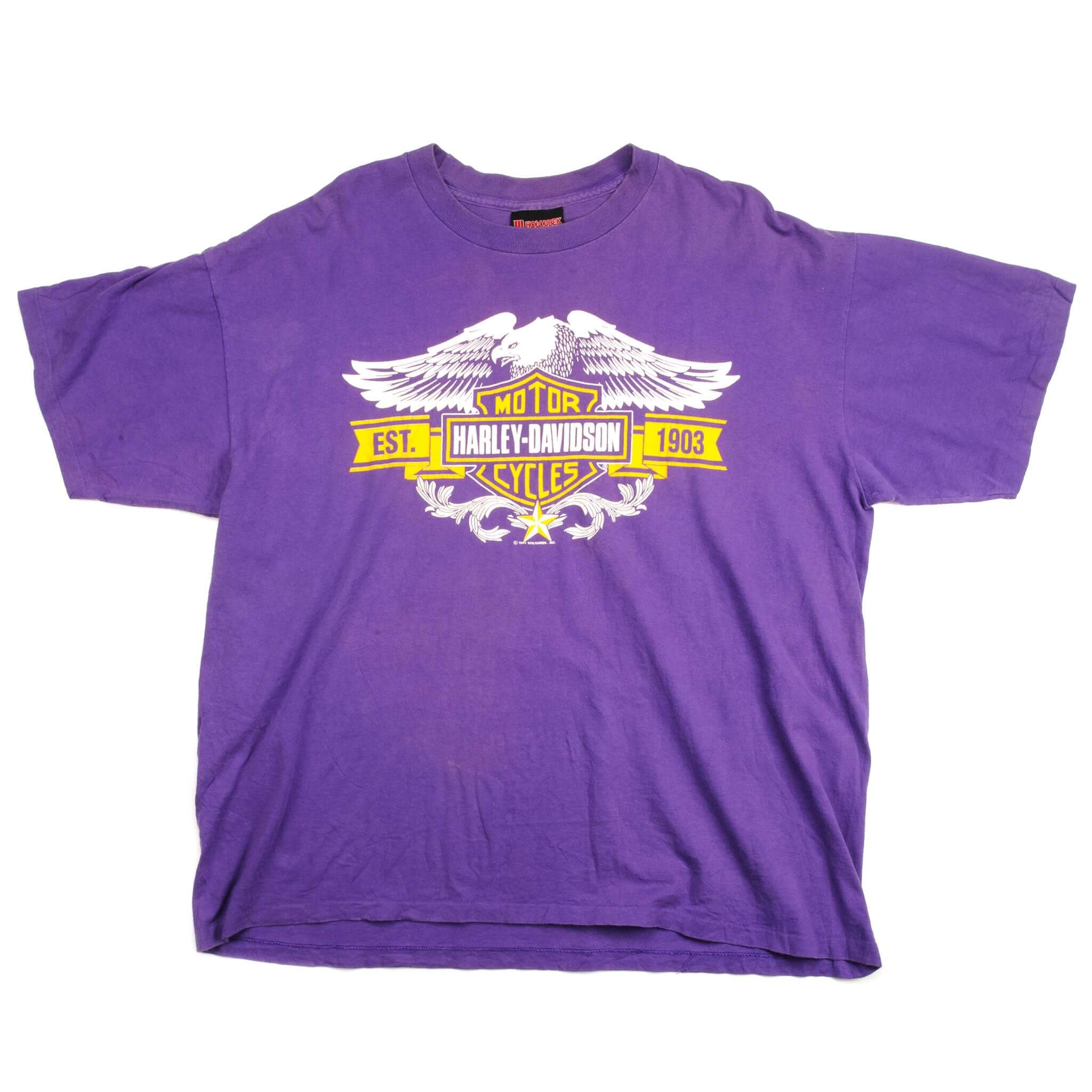 Vintage Harley Davidson Tee Shirt By Holoubek 1991 Size XL Made In USA.