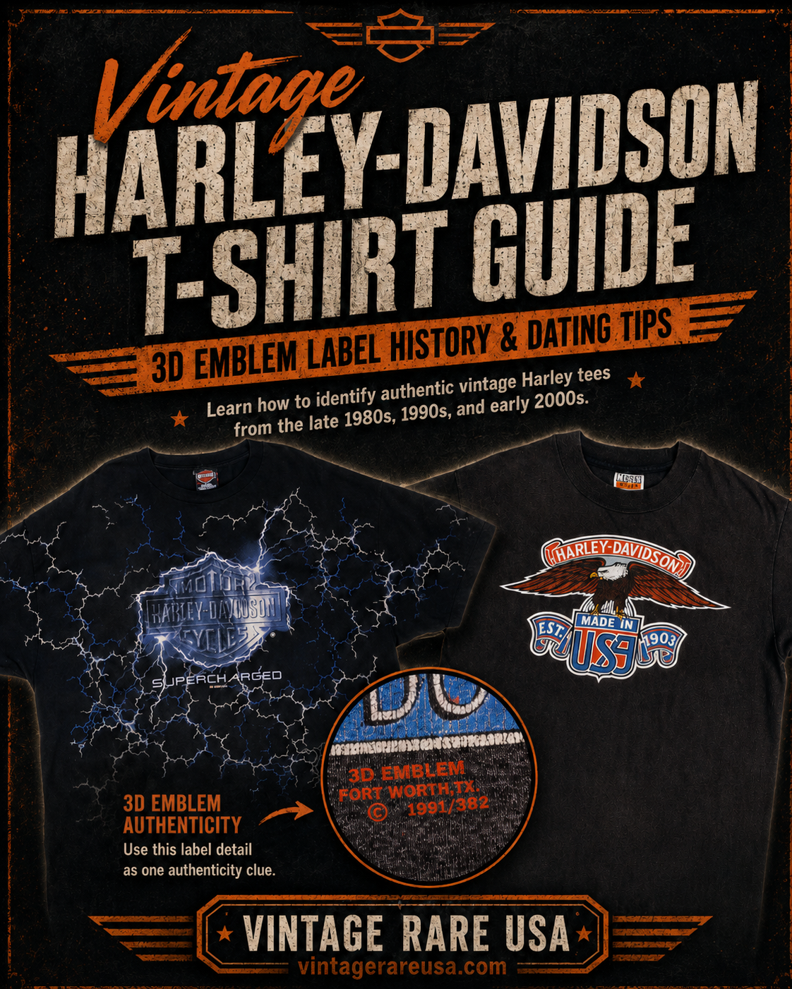Vintage Harley-Davidson T-Shirt Guide: 3D Emblem Tags & Dating