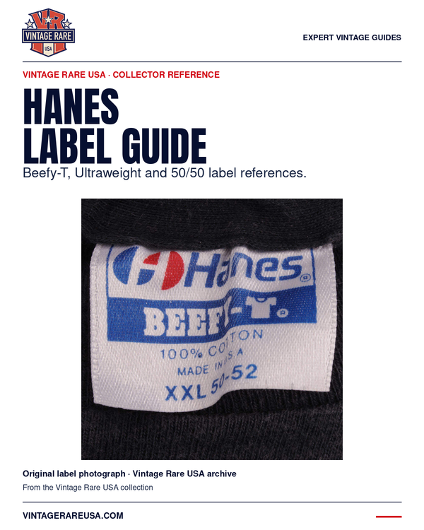 Vintage Hanes & Beefy-T Labels: Archive Examples & Dating — original label photograph from Vintage Rare USA.