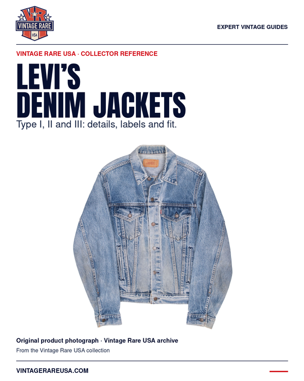 Vintage Levi’s Denim Jackets: Type I, II, III, Labels & Fit — original product photograph from Vintage Rare USA.