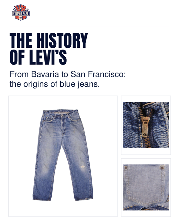 The History of Levi’s cover: original Vintage Rare USA photographs of a later 501Z XX archive pair, its zipper and hidden rivets; an illustration of the brand’s legacy, not an 1873 garment