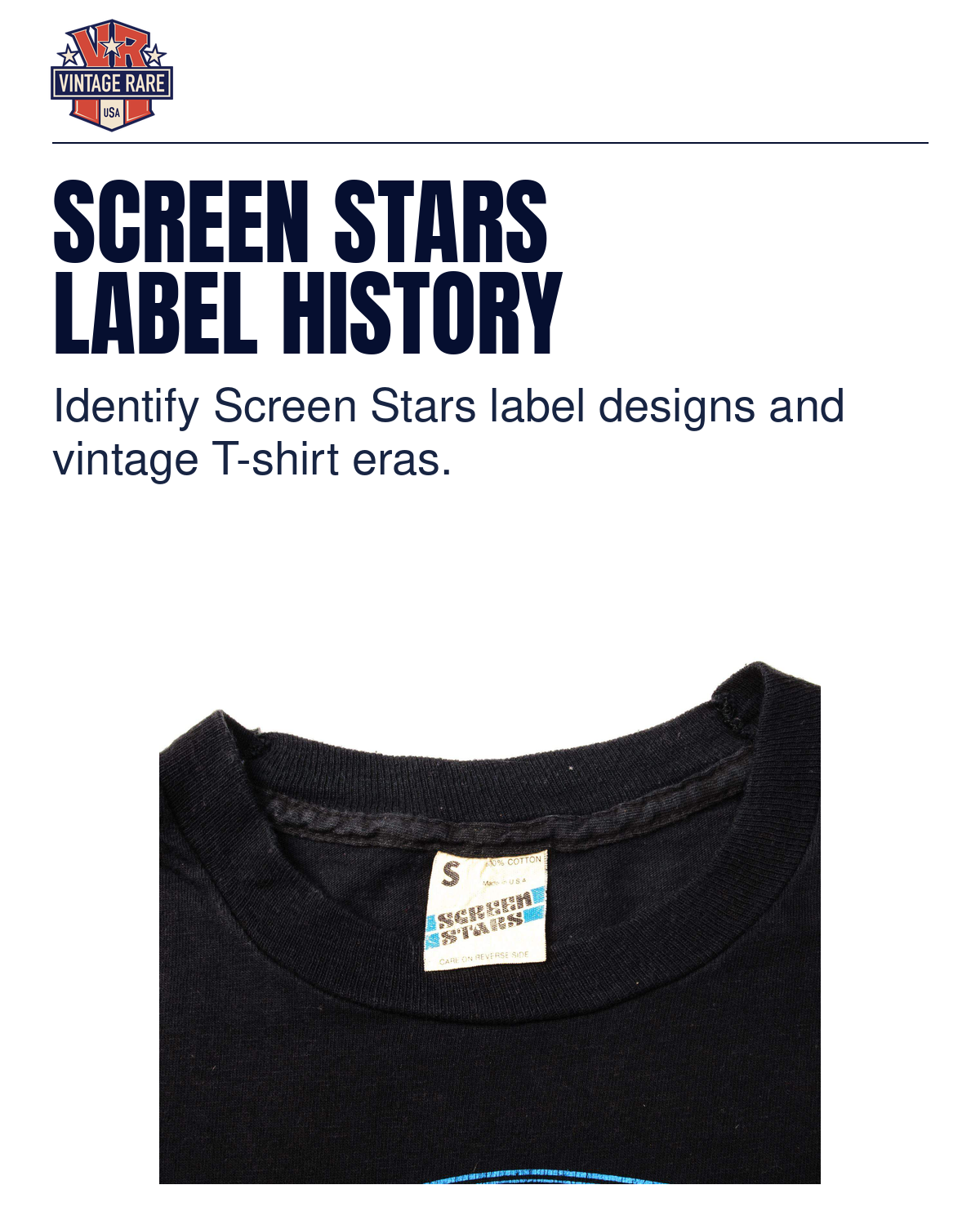 SCREEN STARS LABEL HISTORY — Screen Stars label · original archive photograph. Vintage Rare USA guide.