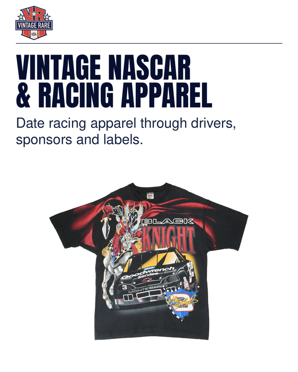 VINTAGE NASCAR & RACING APPAREL — Dale Earnhardt Black Knight racing T-shirt. Vintage Rare USA guide.