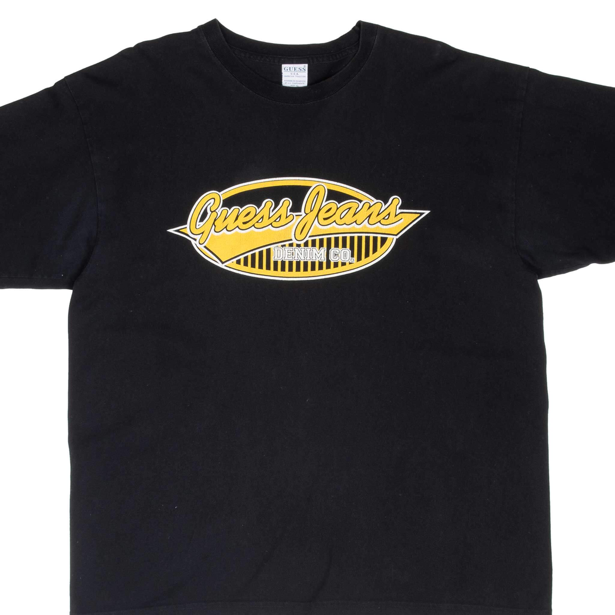 Vintage Guess Jeans Black Tee Shirt 1990S Size XL