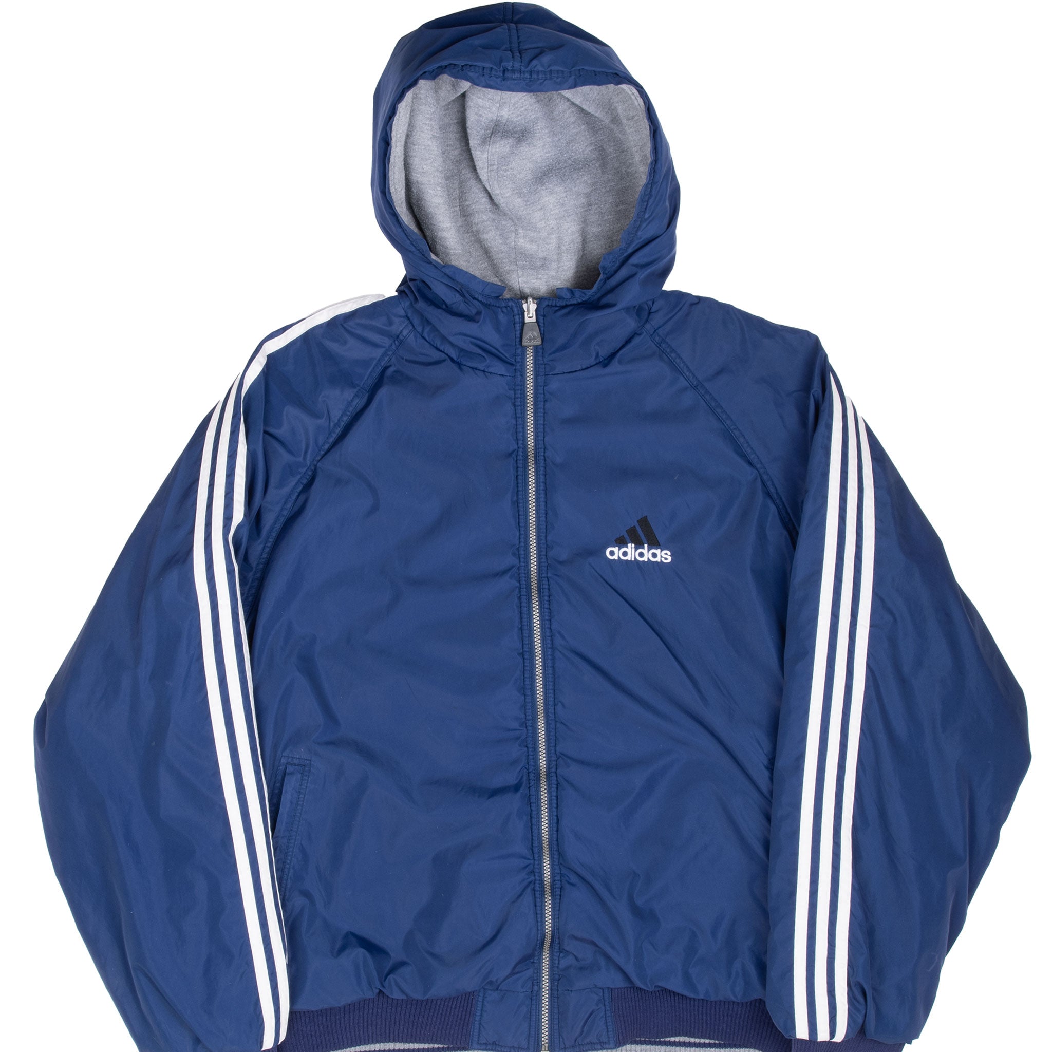 Vintage Adidas Reversible Nylon Windbreaker Hooded Jacket 1990S Size XL