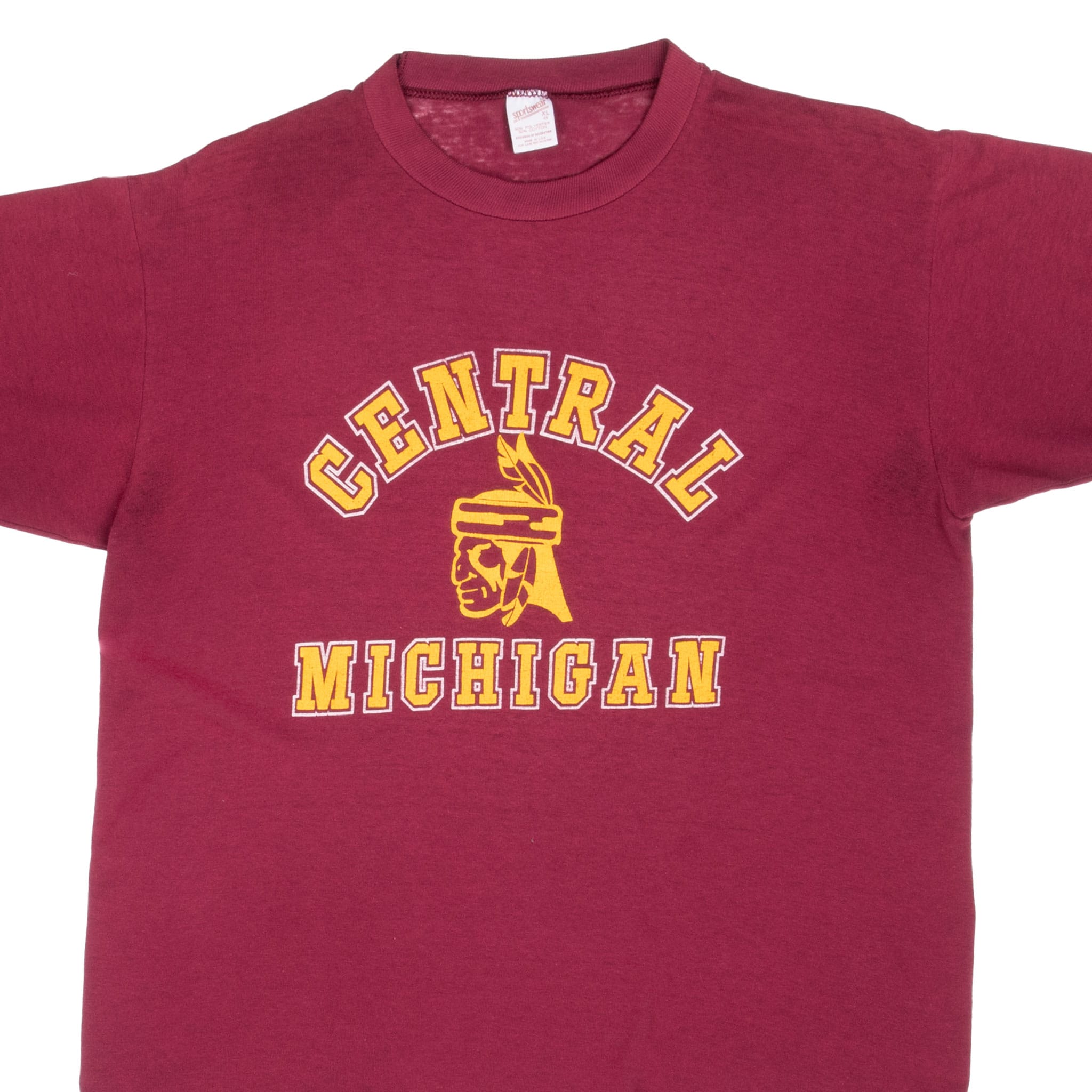 VINTAGE CENTRAL MICHIGAN SPORTSWEAR TEE SHIRT 1970S SIZE LARGE MADE IN USA