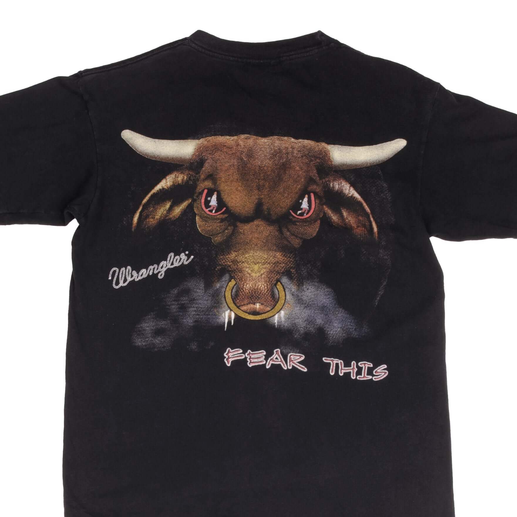 Vintage Wrangler Think You're Tough Enough Bull Tee Shirt Size Medium Made In USA With Single Stitch Sleeves