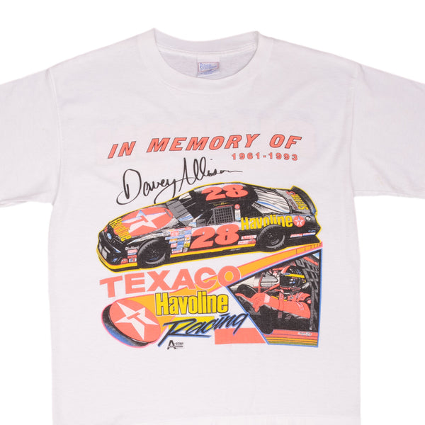 Vintage Nascar Davey Allison 1993 Memorial Tee Shirt Size Large Made In Usa With Single Stitch Sleeves