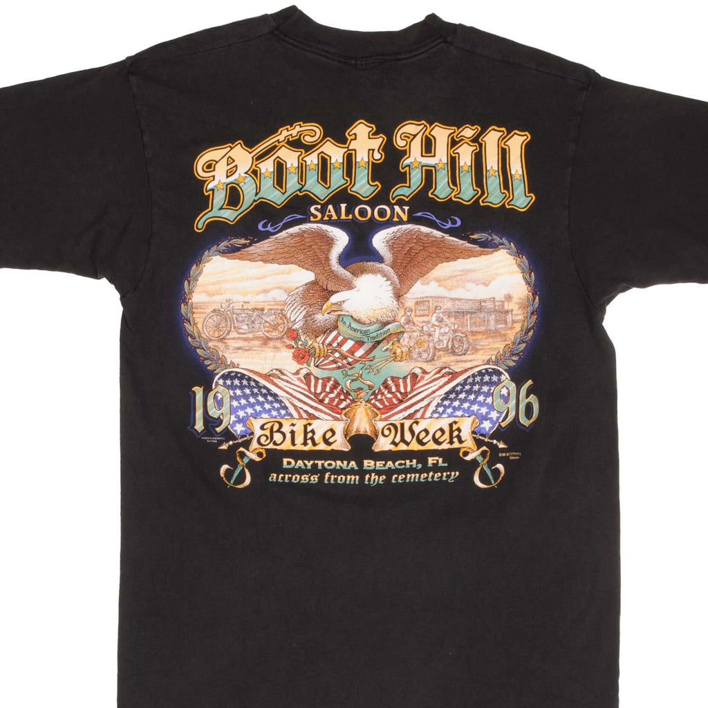 Vintage Boot Hill Saloon Bike Week 1996 Tee Shirt Size Large Made In Usa With Single Stitch Sleeves