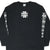 Front of black West Coast Choppers long-sleeve T-shirt with white cross graphics on chest and sleeves