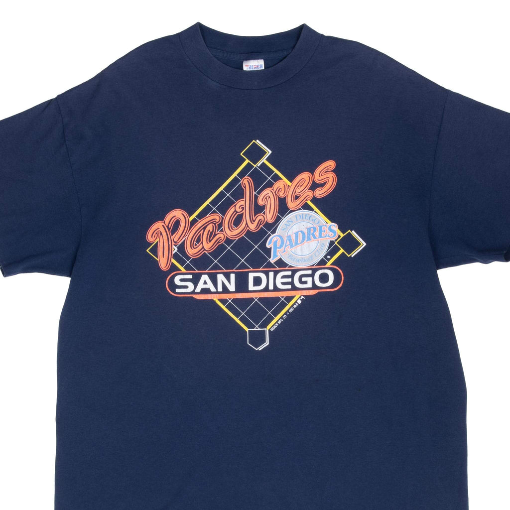 Vintage Mlb San Diego Padres 1990 Tee Shirt Size Large Made In Usa With Single Stitch Sleeves