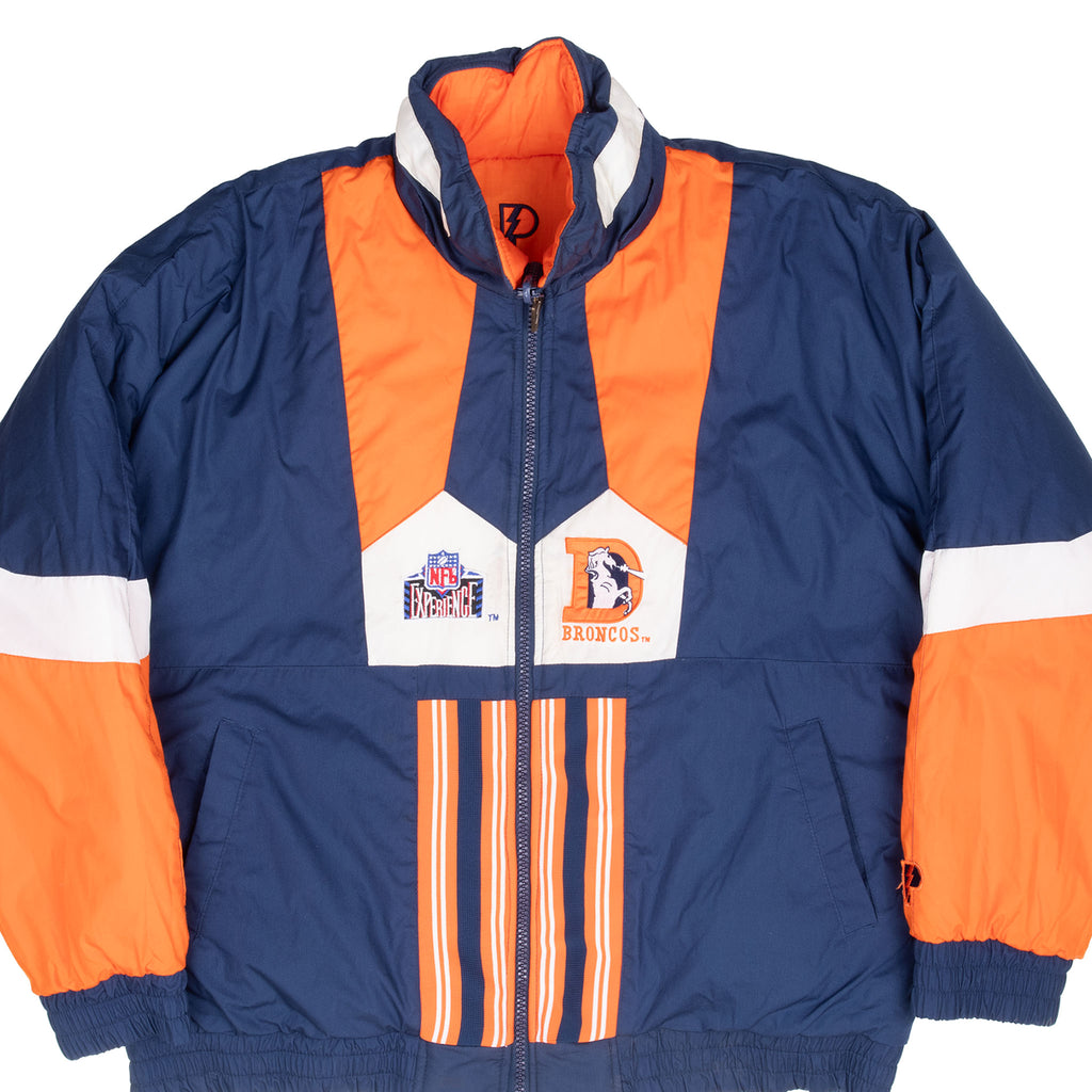 Vintage Nfl Denver Broncos Pro Player Reversible Heavy Windbreaker Jacket 1990S Size Large