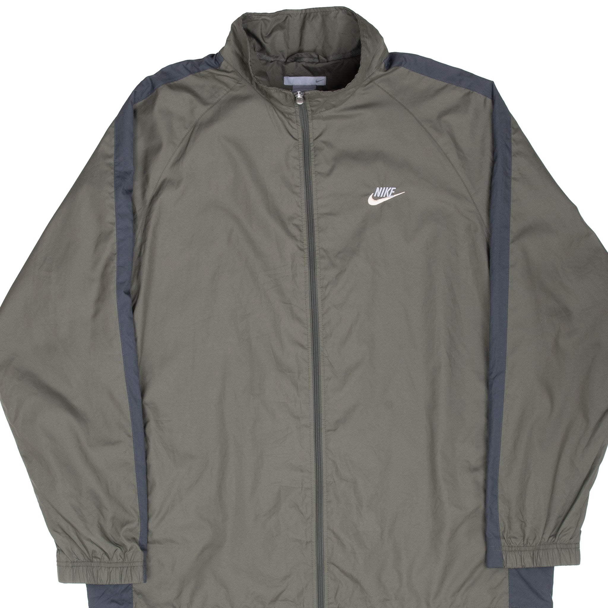 Vintage Nike Classic Swoosh Green Khaki Windbreaker Jacket 1990S Size XL