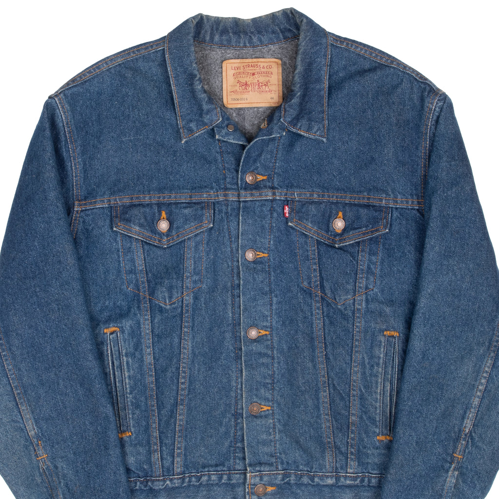 Vintage Levis Indigo Blue Blanket Lined Jacket 70506-0316 Size 44 1980S Made In Usa

