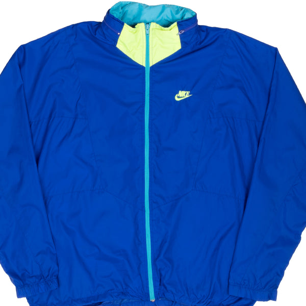Vintage Nike Classic Swoosh Blue Windbreaker Jacket Late 1980S Size XL