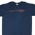 Front of navy blue Nike T-shirt with orange Swoosh and diamond line graphic
