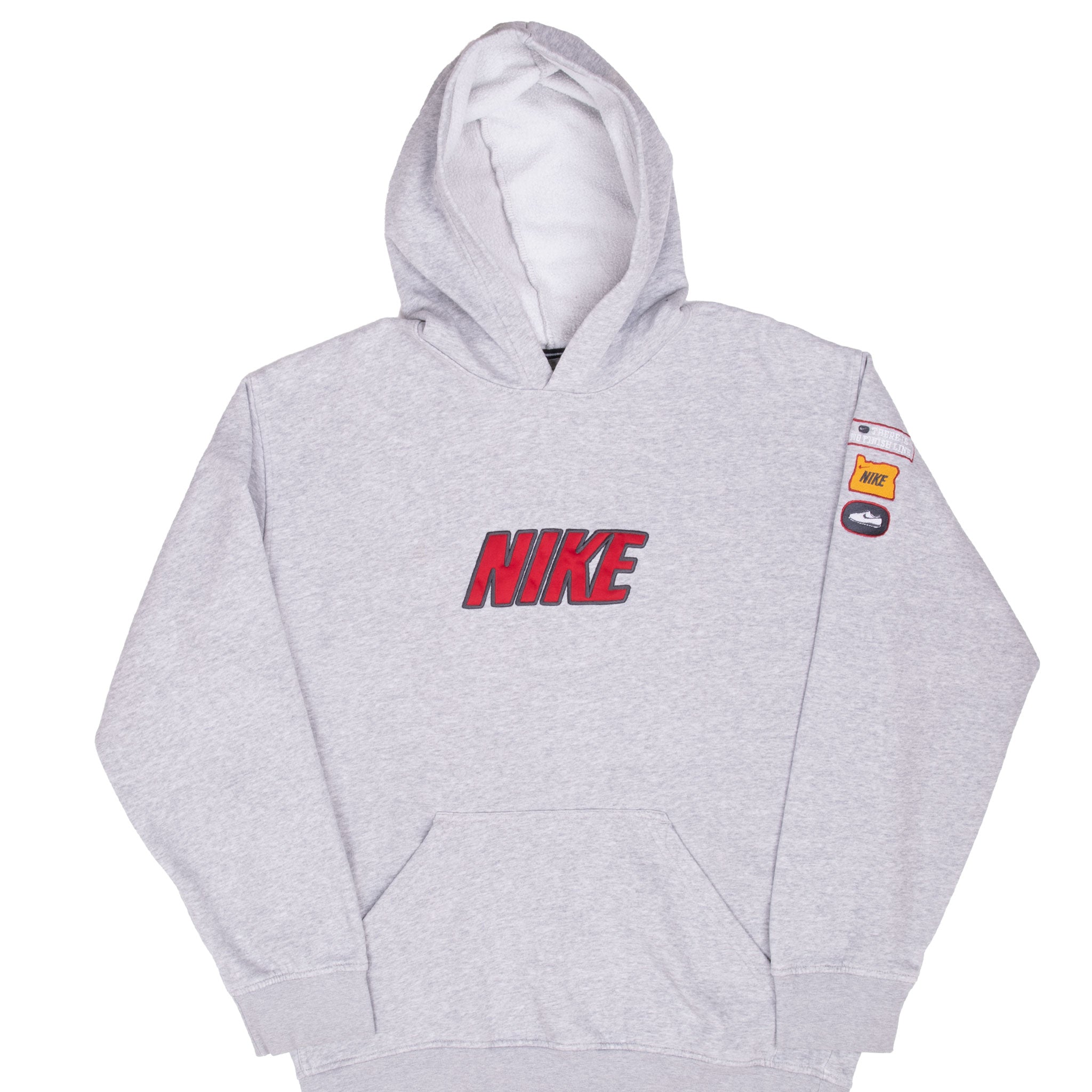 Vintage Nike Spellout Grey Hoodie Sweatshirt 2000S Size Medium