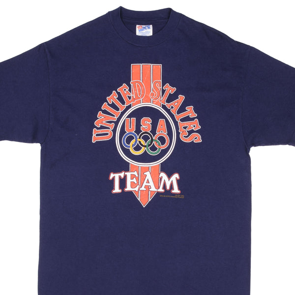 Vintage Olympic Games Team Usa Tee Shirt Size Large Made In USA With Single Stitch Sleeves