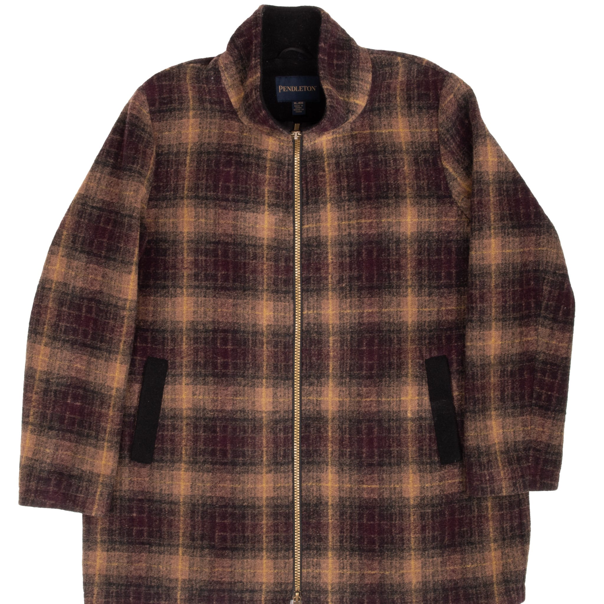 Vintage Pendleton Woolen Brown Plaid Coat Jacket 2000S Size XL