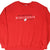Front of red Wisconsin Badgers sweatshirt with embroidered lettering and W logo