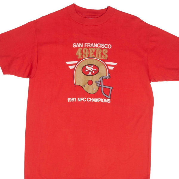 Vintage NFL San Francisco 49Ers NFC Champions 1981 Tee Shirt Size Large Made In USA With Single Stitch