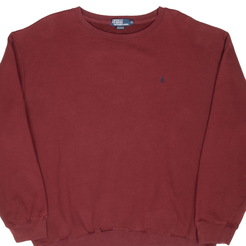 Vintage Ralph Lauren 1990S Classic Burgundy Crewneck Sweatshirt Size XL