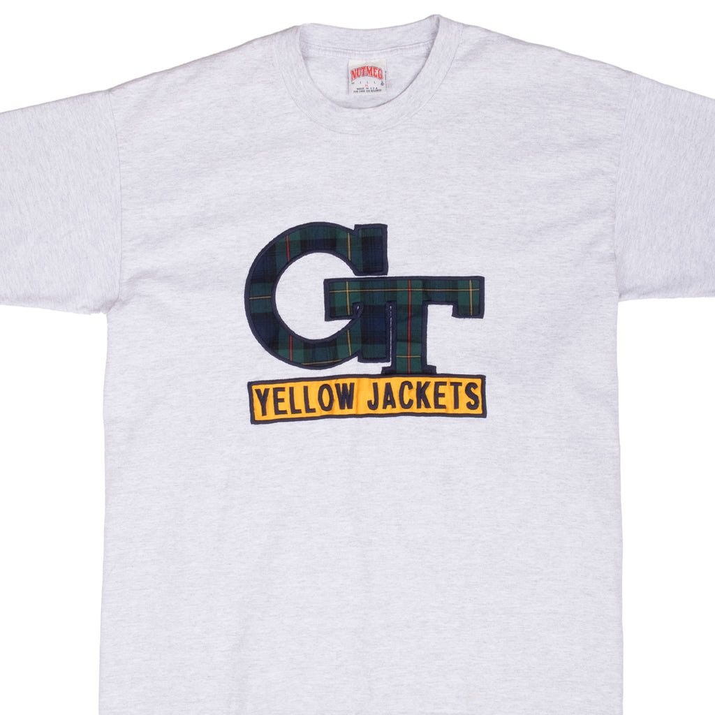 VINTAGE NCAA CONNECTICUT YELLOW JACKET EMBROIDERED TEE SHIRT LARGE MADE IN USA