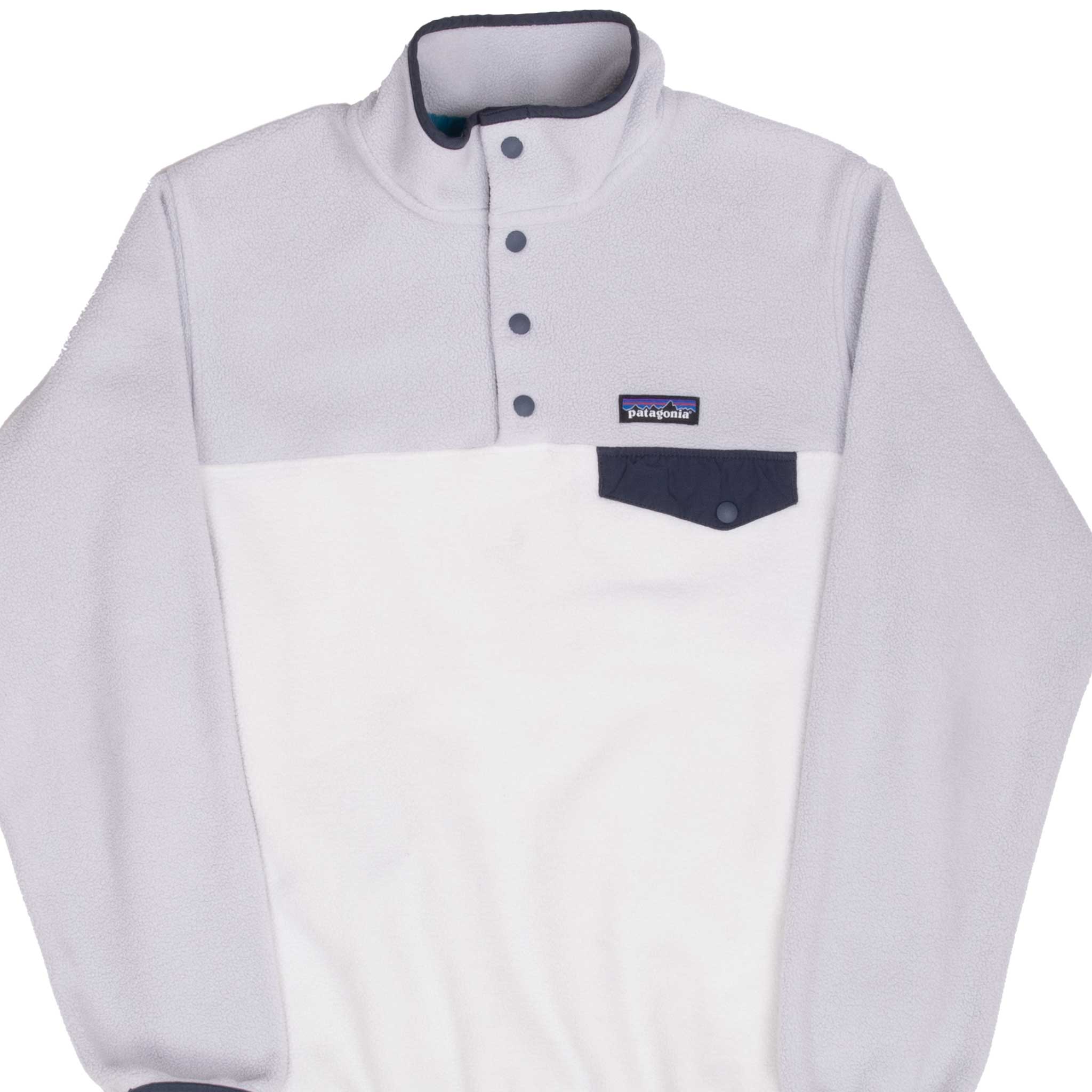 Vintage Patagonia Grey And White Synchilla Snap T Pullover Fleece Jacket 2000S Size Small