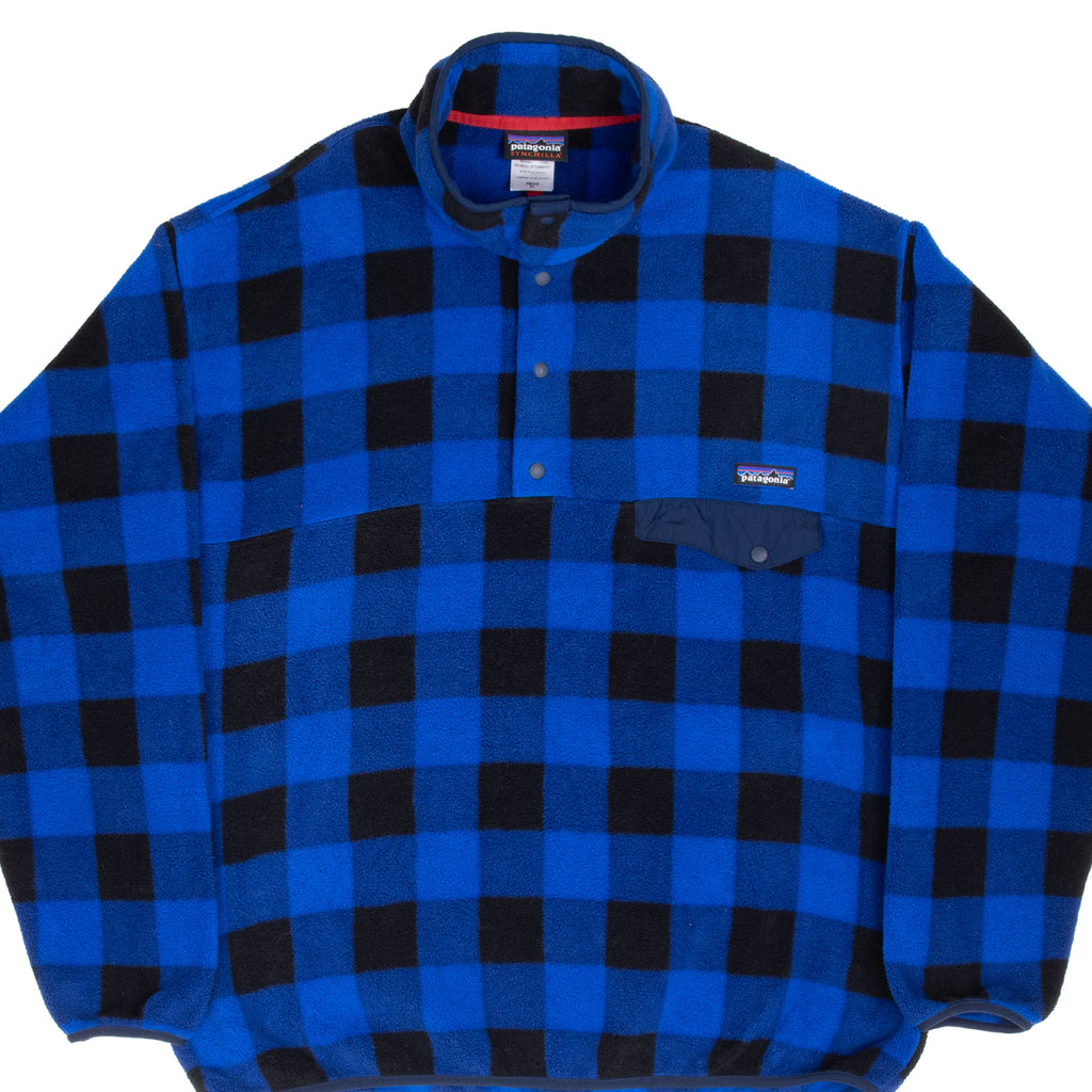 Vintage Patagonia Snap T Synchilla Blue Plaid Pullover Fleece Jacket 2000S Size XL

STY25580