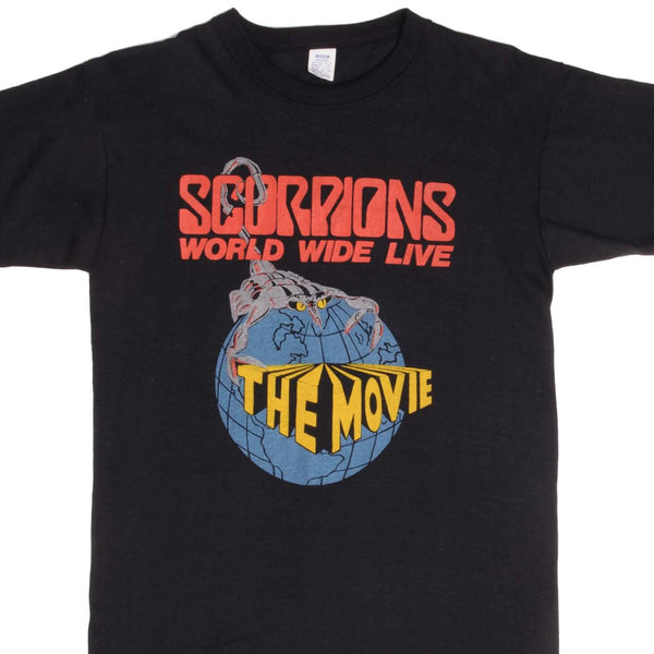 CAMISETA VINTAGE DE LA PELÍCULA SCORPIONS WORLD WIDE LIVE 1985 TALLA PEQUEÑA