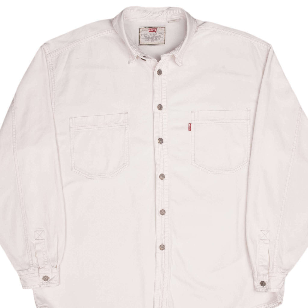 Vintage Levis Denim White Pocket Shirt 1990S Size XL