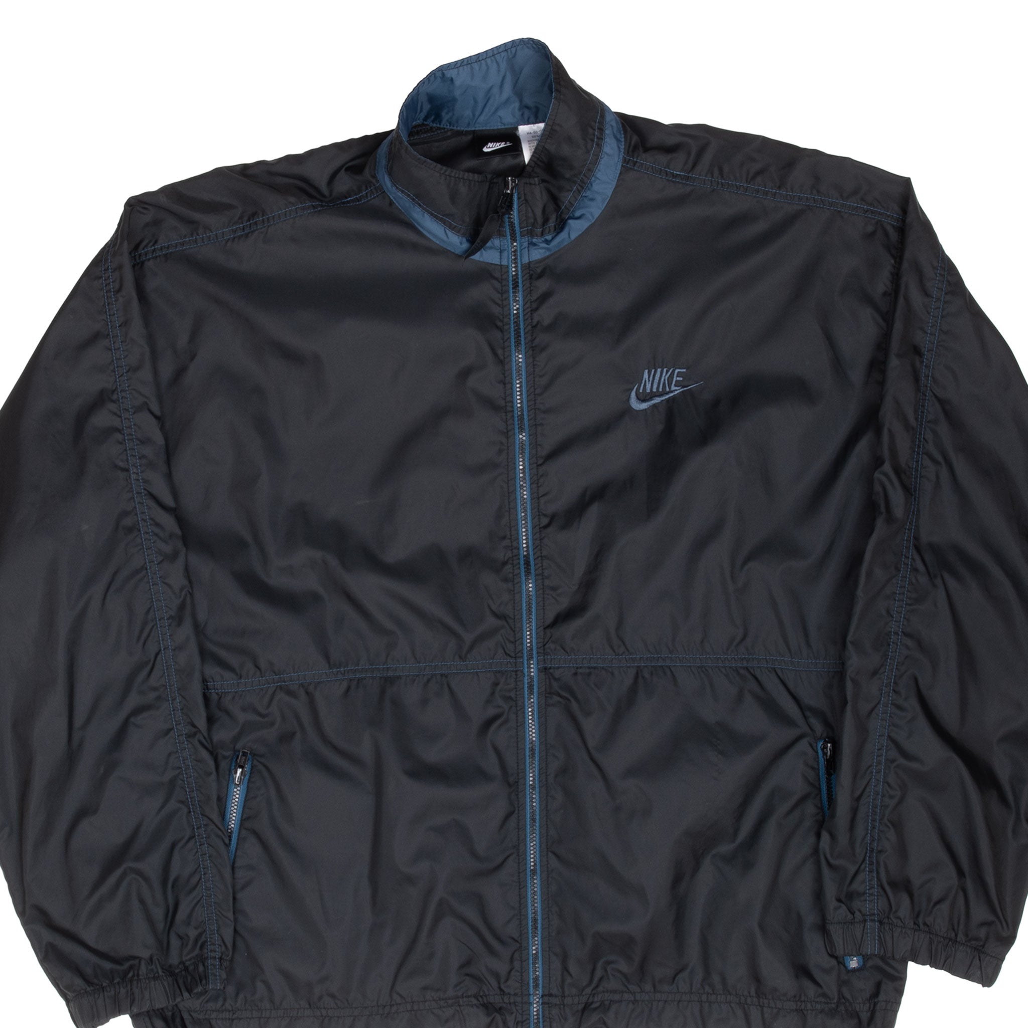 Vintage Nike Classic Swoosh Black Windbreaker Jacket 1990S Size Large