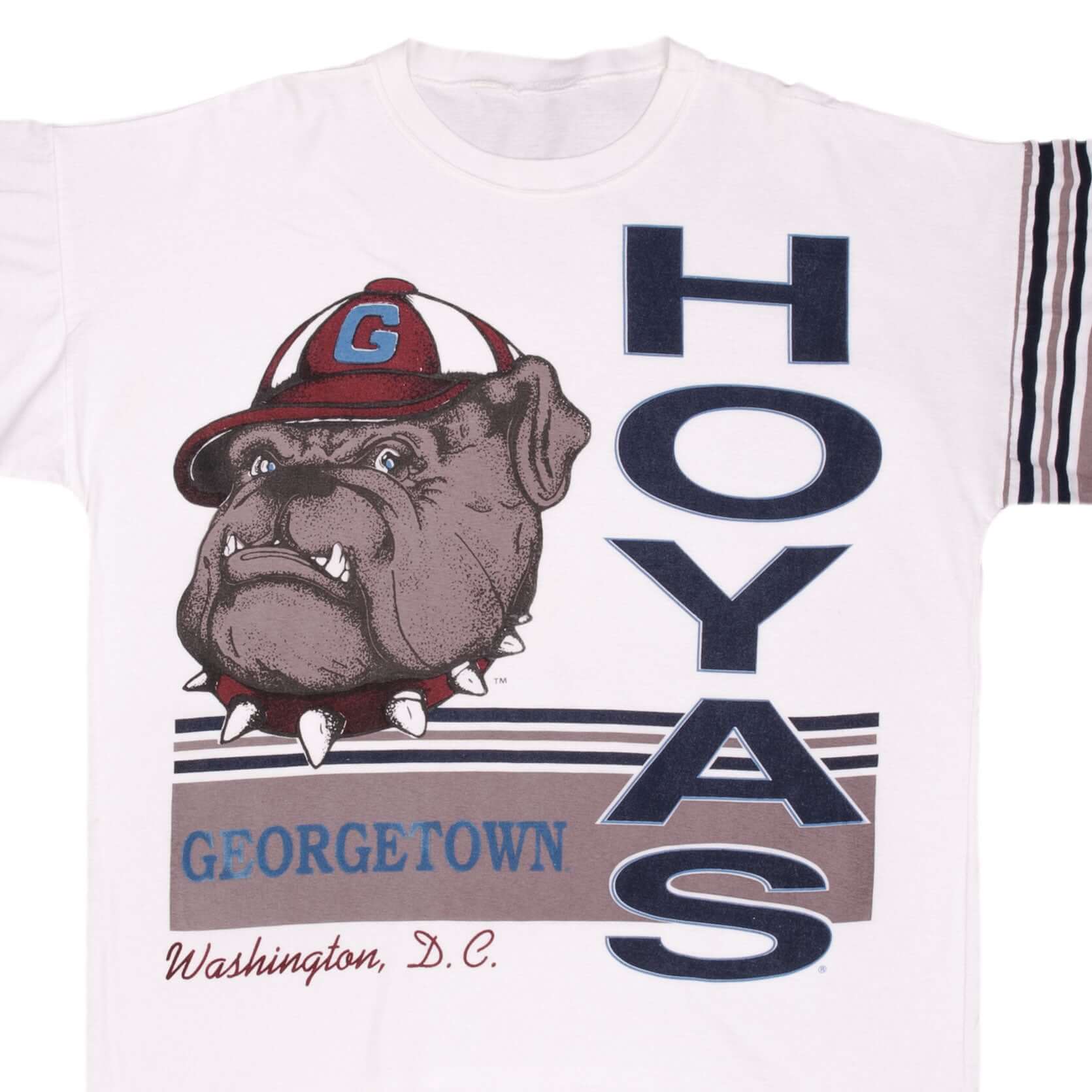 Vintage Ncaa Georgetown University Hoyas Tee Shirt 1990S Size XL With Single Stitch Sleeves