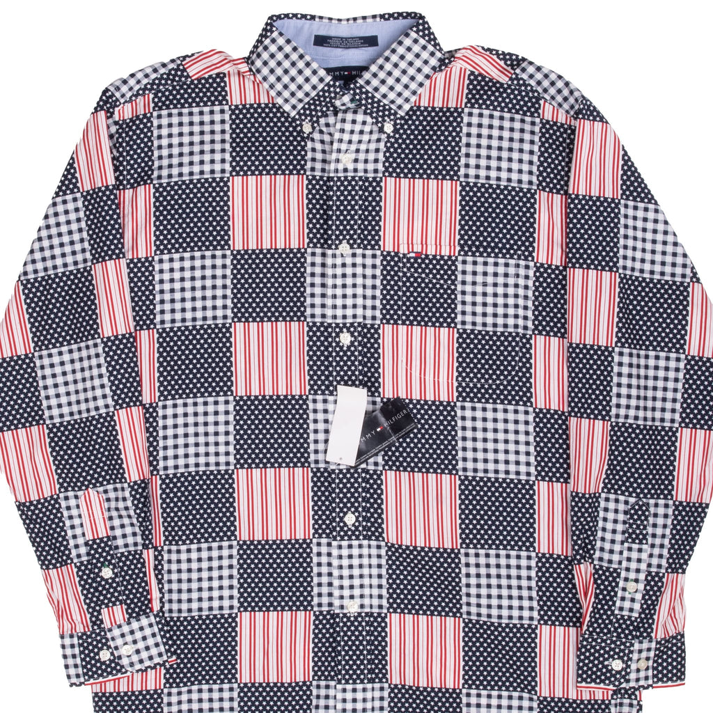 VINTAGE TOMMY HILFIGER AMERICAN FLAG SHIRT MEDIUM DEADSTOCK