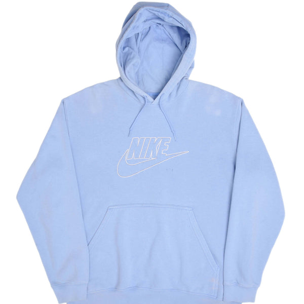 Vintage Blue Nike Spellout Swoosh Hoodie 2000S Size XL